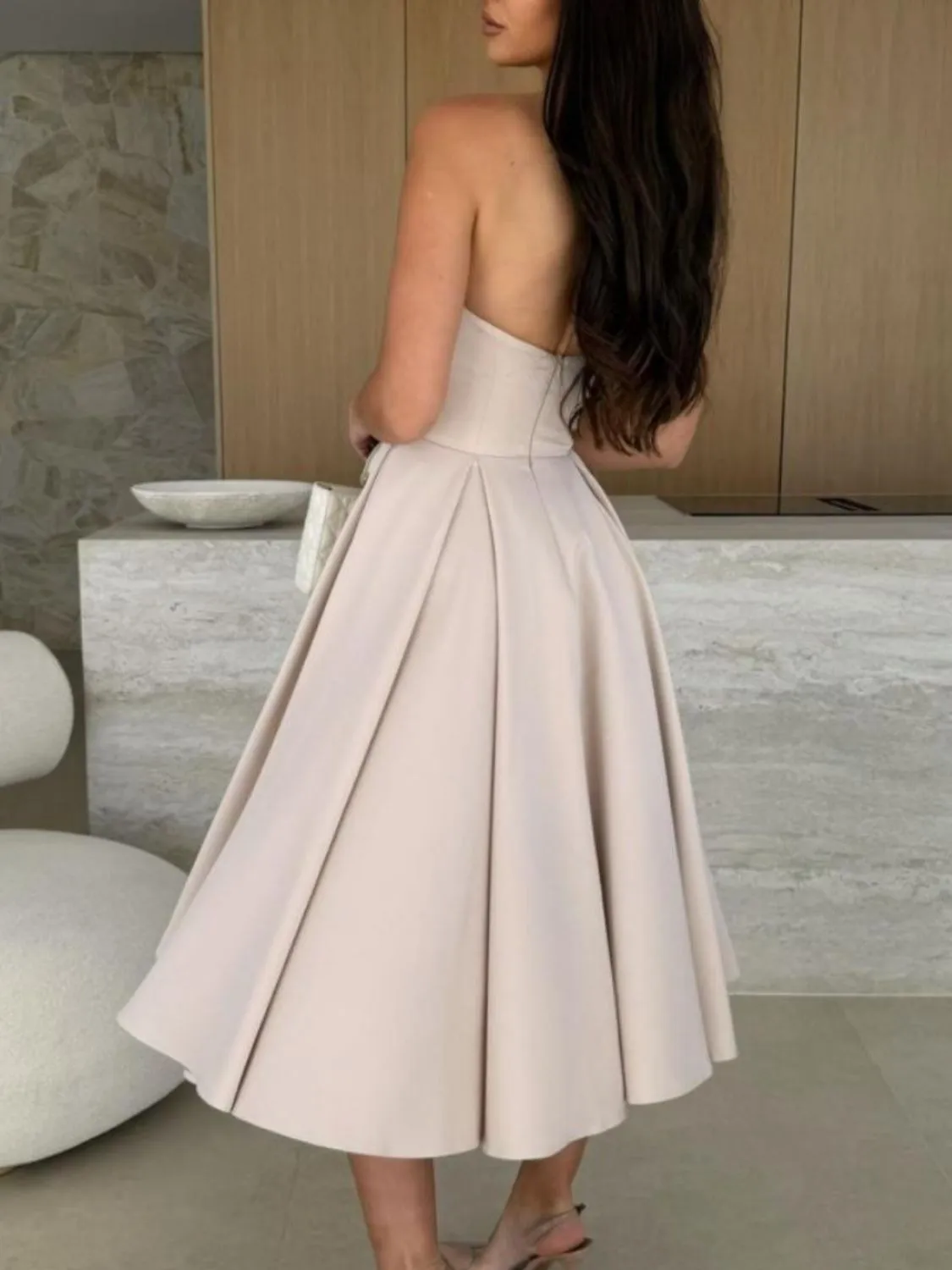 Solid Color Tube Midi Dress - Image 14