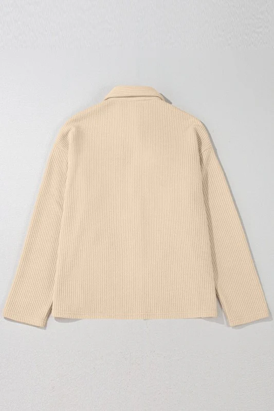 Solid Corduroy Button-Up Long Sleeve Jacket - Image 17