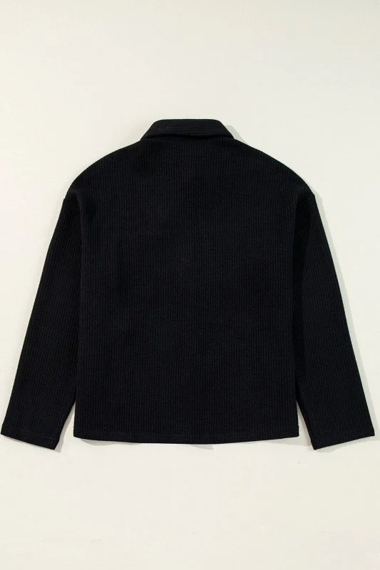 Solid Corduroy Button-Up Long Sleeve Jacket - Image 23
