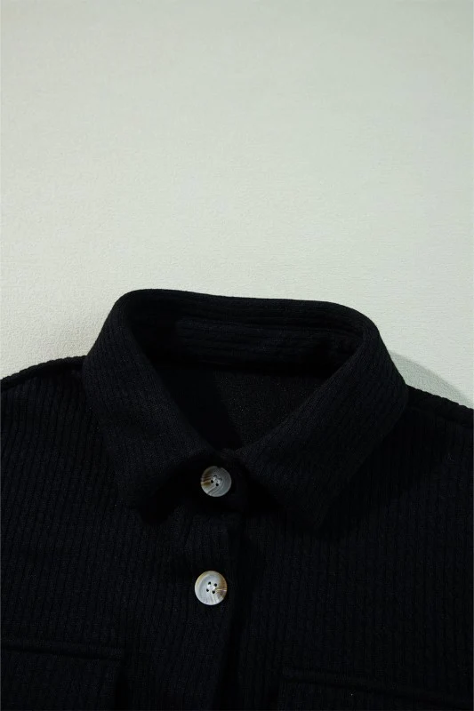Solid Corduroy Button-Up Long Sleeve Jacket - Image 24