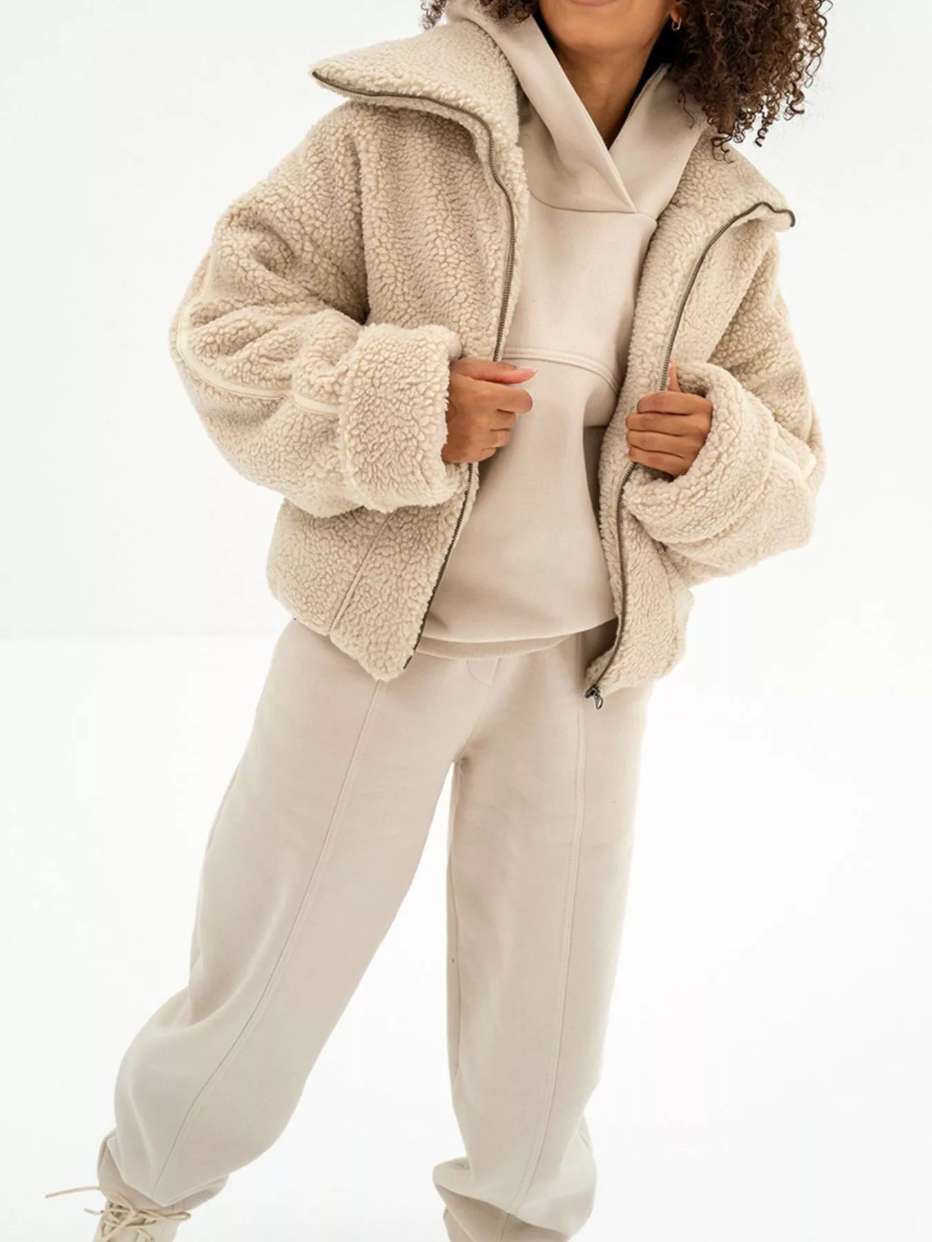 Solid Exposed Seams Hoodie and Joggers Activewear Set - Image 6