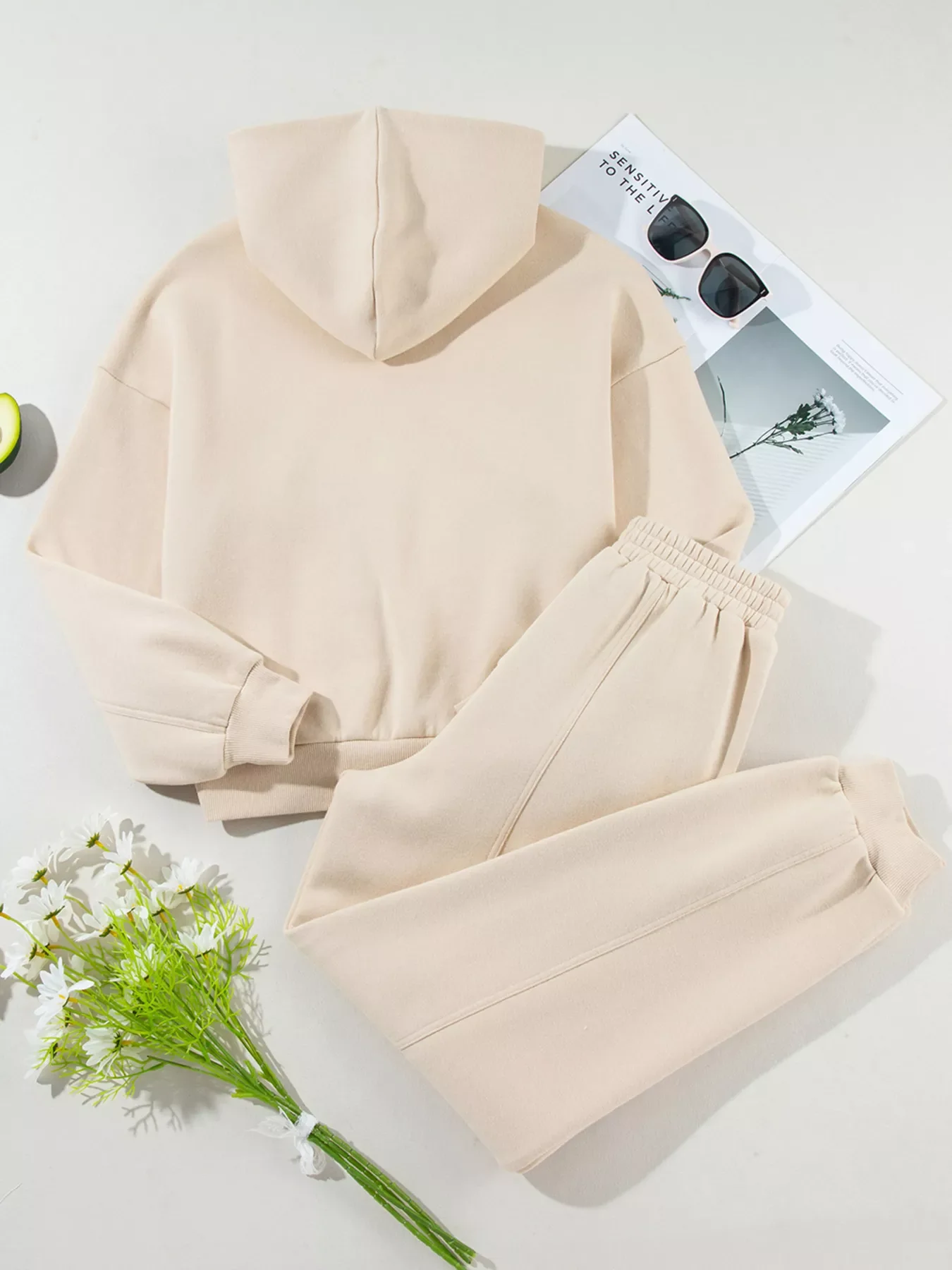Solid Exposed Seams Hoodie and Joggers Activewear Set - Image 8