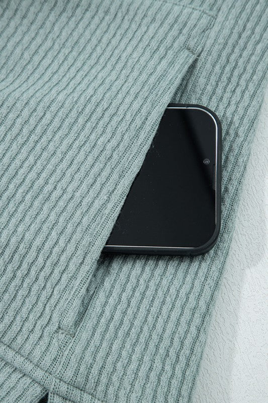 Solid Ribbed Drop Shoulder Hoodie - Image 6