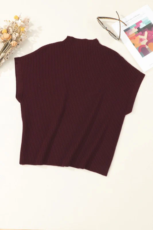 Solid Ribbed Knit Patch Pocket Short Sleeve Sweate - Image 30