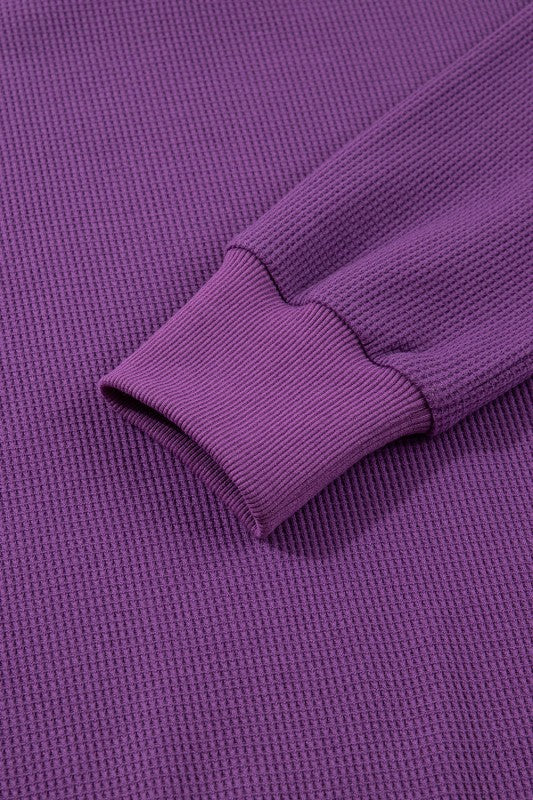 Solid Ribbed Raw Seam Patchwork Drop Shoulder Swea - Image 13