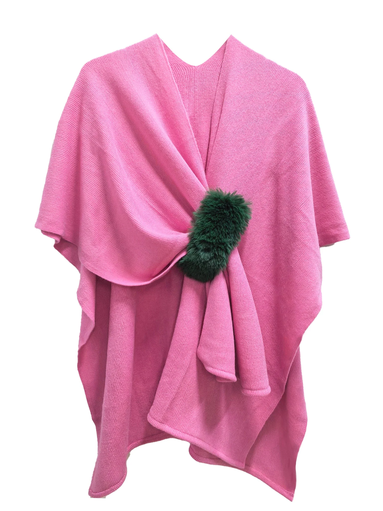 Solid Ruana with Fur Strap - Image 4