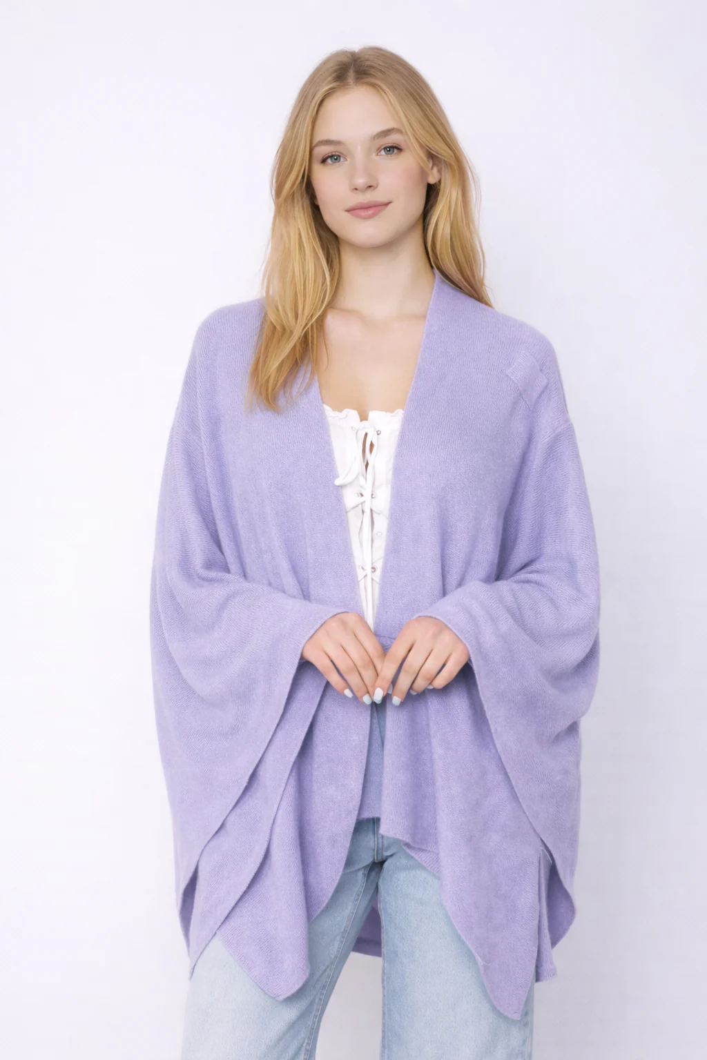 Solid Ruana With Shoulder Strap - Image 5