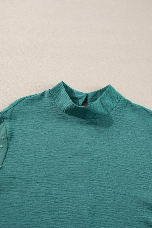 Solid Swiss Dot Balloon Sleeve Blouse - Image 5