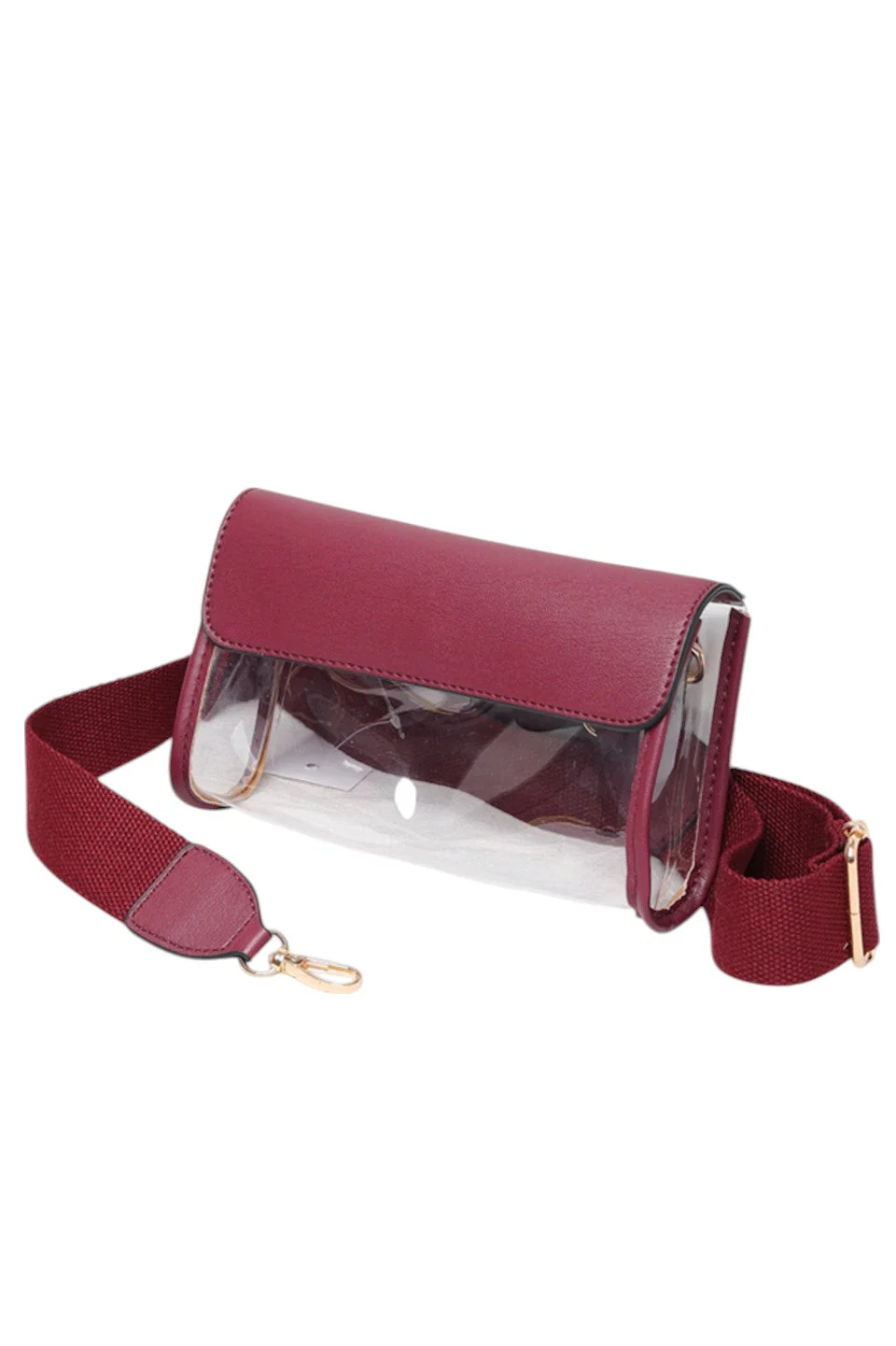 Solid Trim Clear Stadium Crossbody Bag - Image 11