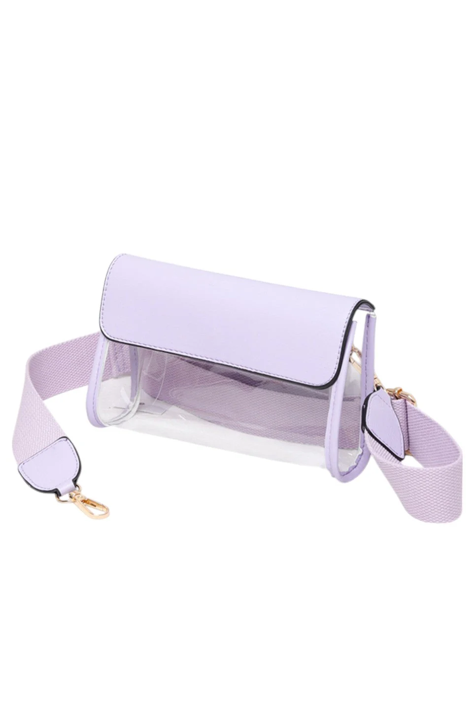 Solid Trim Clear Stadium Crossbody Bag - Image 6