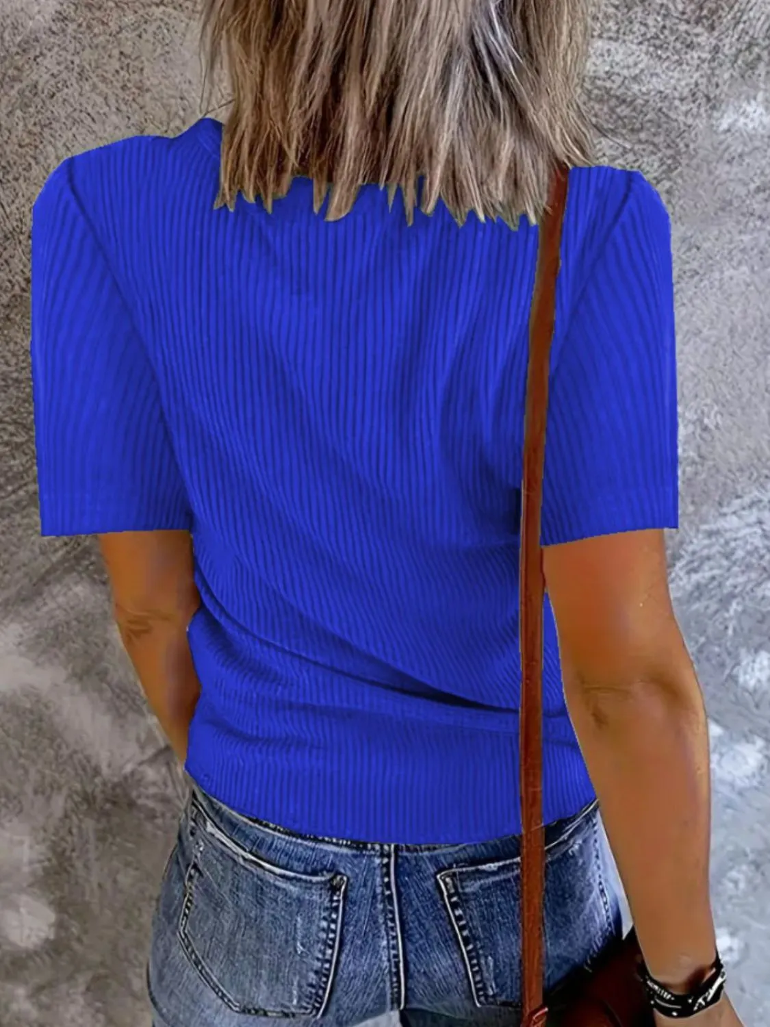 Solid V-Neck Short Sleeve T-Shirt - Image 10