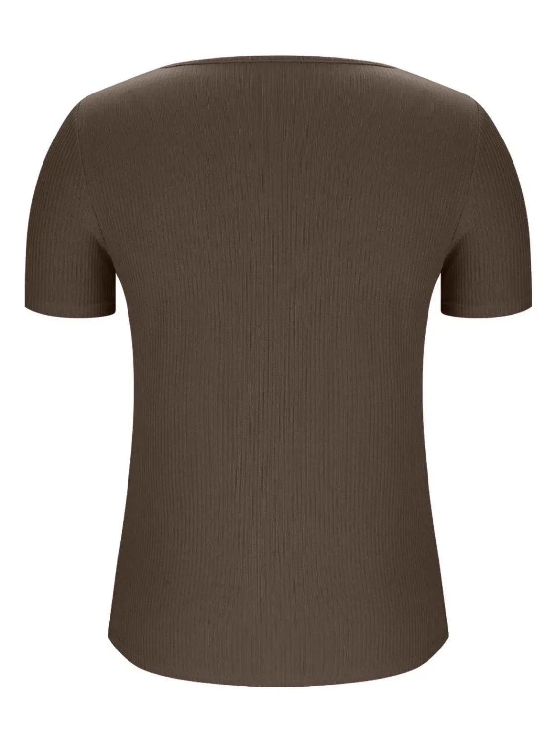 Solid V-Neck Short Sleeve T-Shirt - Image 4