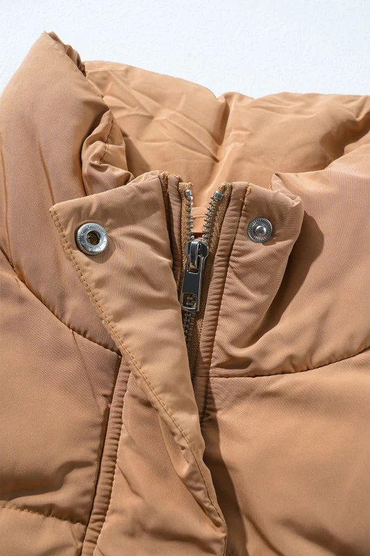 Solid Zip-Up Pocketed Puffer Vest - Image 18