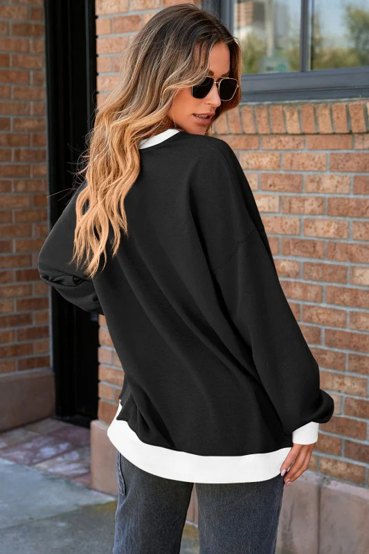 Sophie Ribbed Patchwork Baggy Sweatshirt - Image 5
