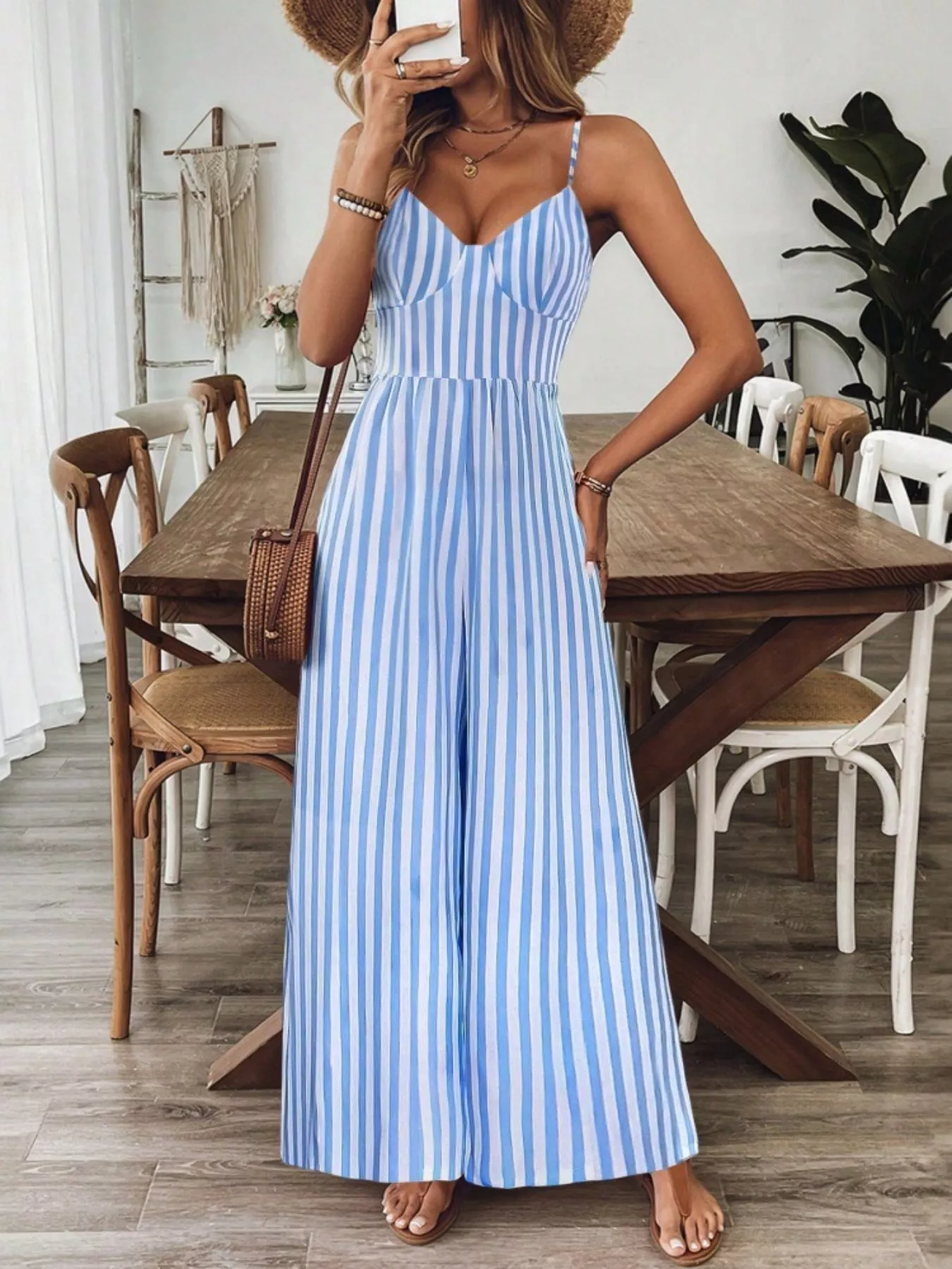 Spaghetti Strap Wide Leg Jumpsuit - Image 11