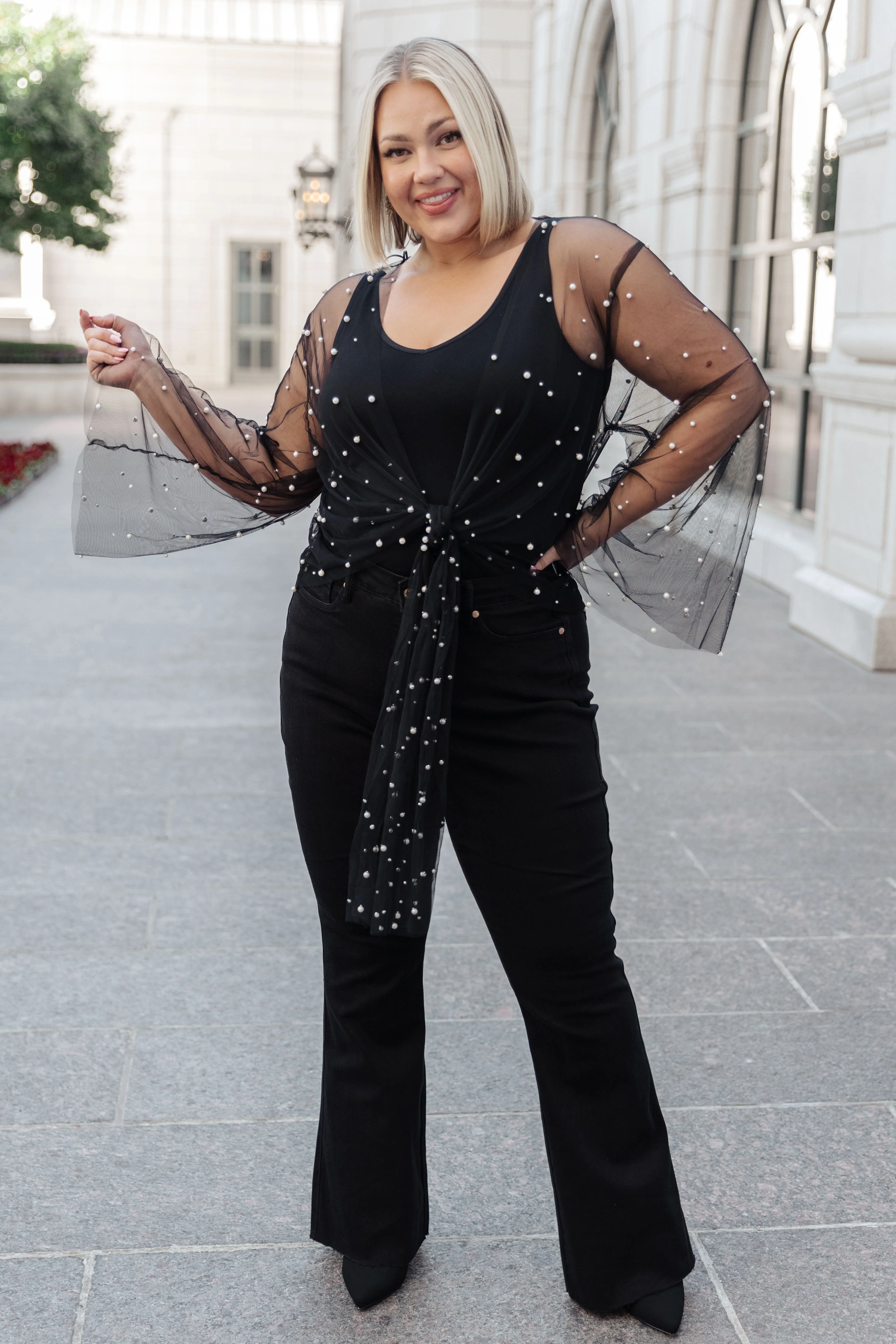 Sprinkle of Pearls Sheer Kimono - Image 3