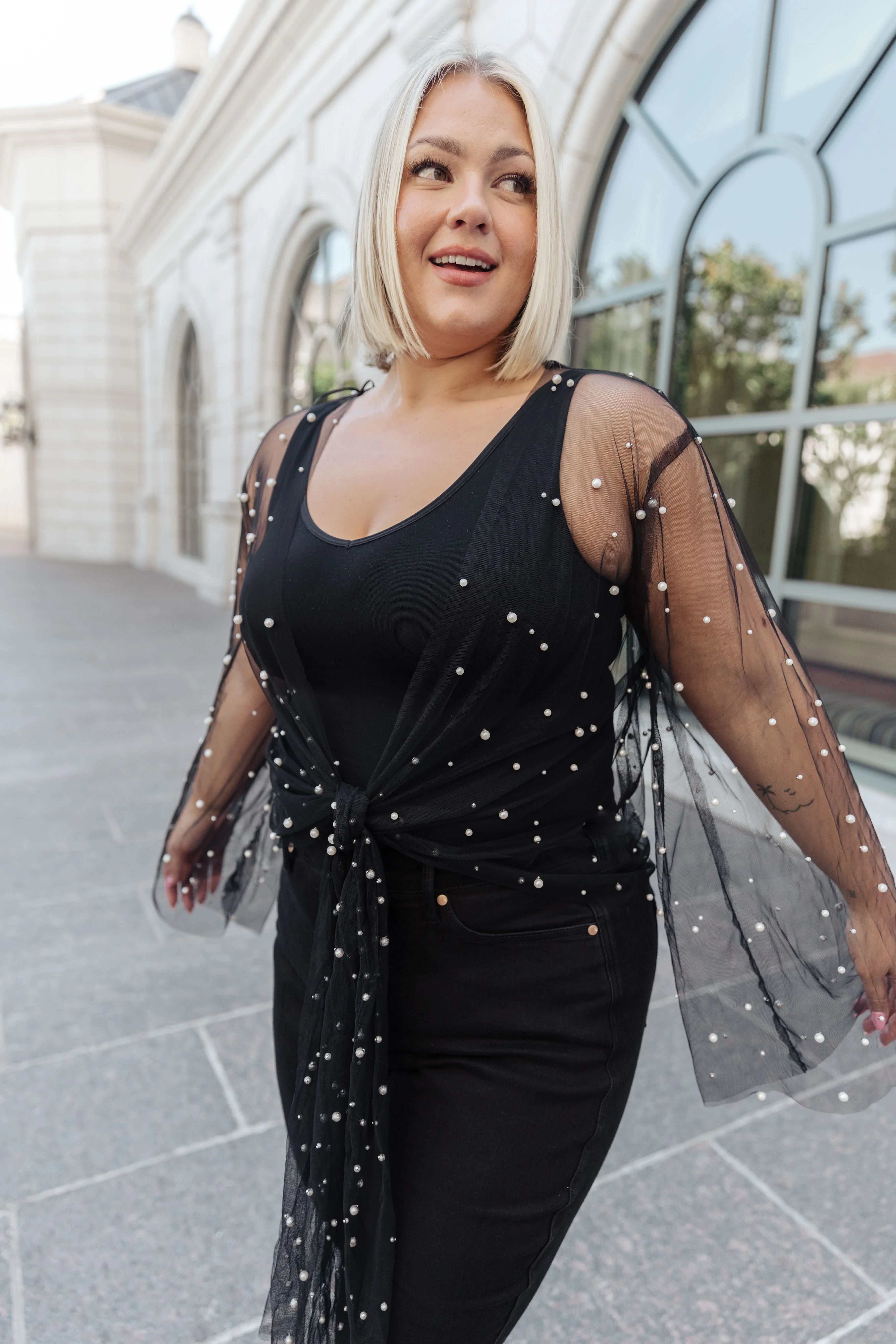 Sprinkle of Pearls Sheer Kimono - Image 6