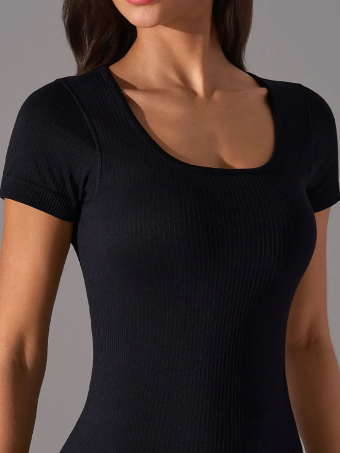 Square Neck Active T-Shirt with Detachable Chest Pads - Image 11