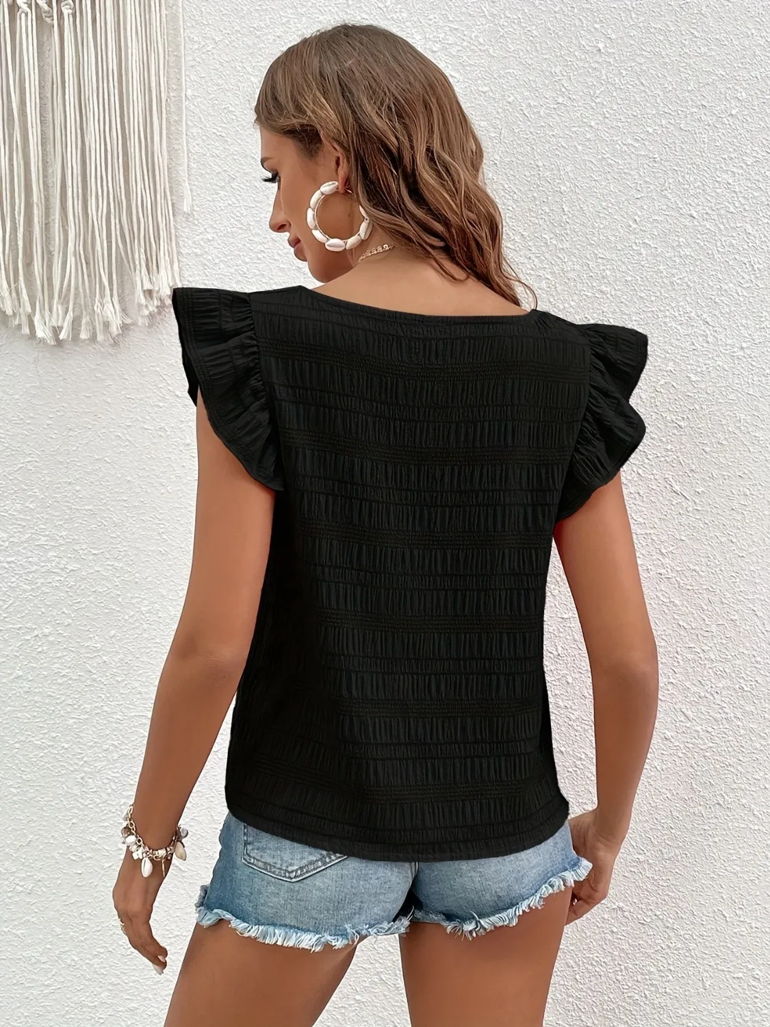 Square Neck Cap Sleeve Blouse - Image 5