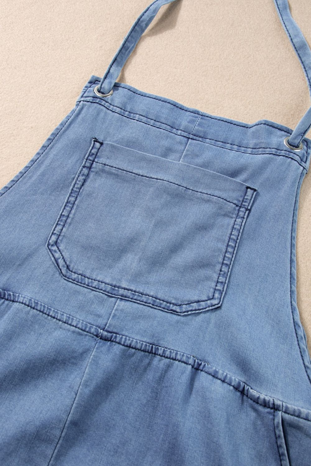 Square Neck Denim Overalls with Pockets - Image 6