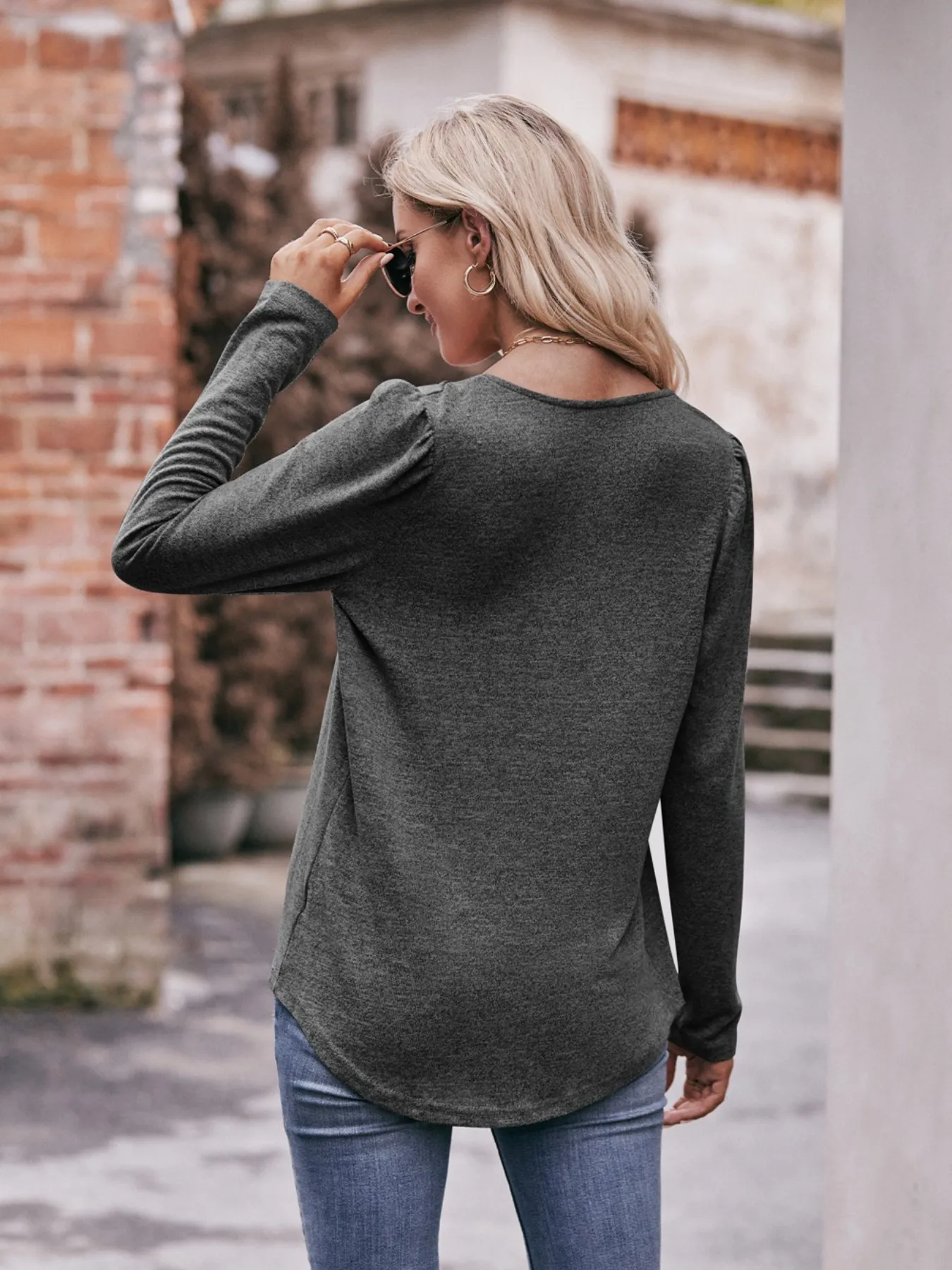 Square Neck Long Sleeve T-Shirt - Image 25