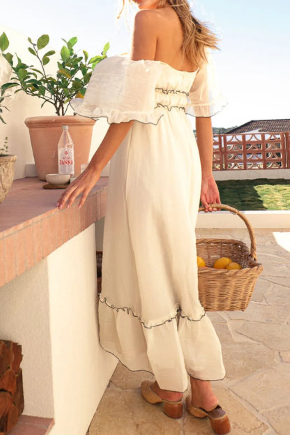 Square Neck Short Sleeve Midi Dress - Image 9