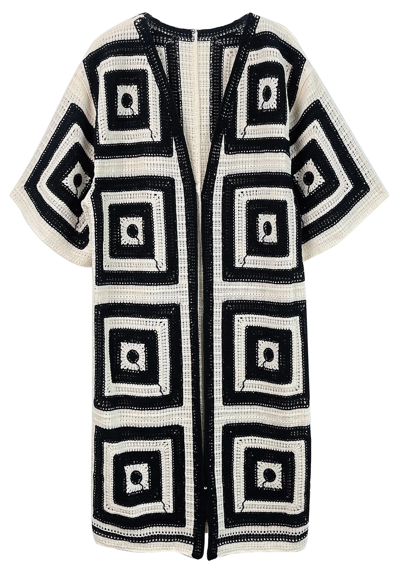 Square Pattern Crochet Cardigan - Image 6