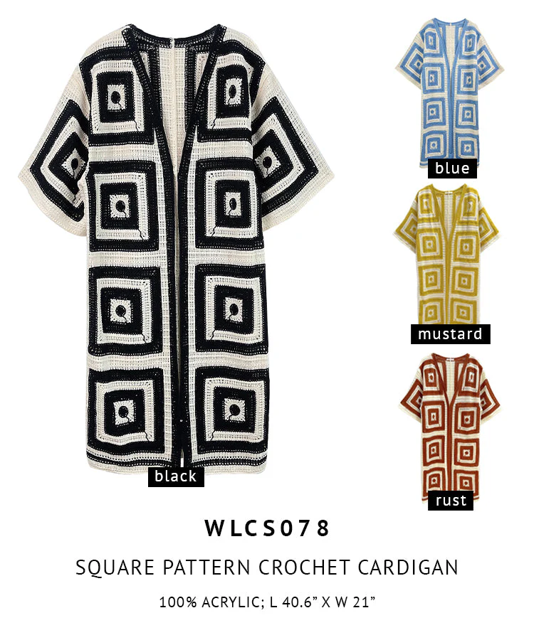 Square Pattern Crochet Cardigan - Image 8