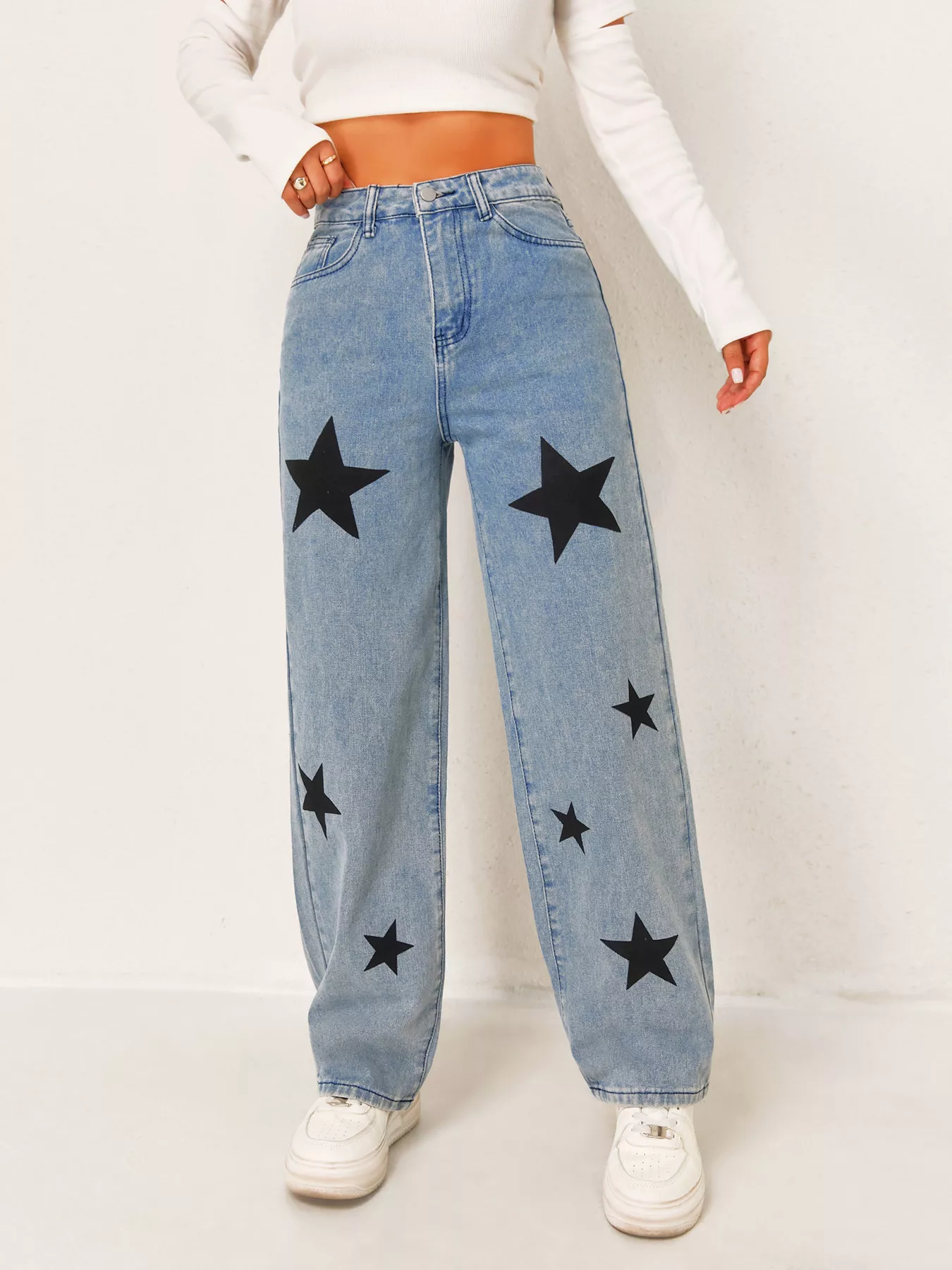Star High Waist Wide Leg Jeans - Image 2