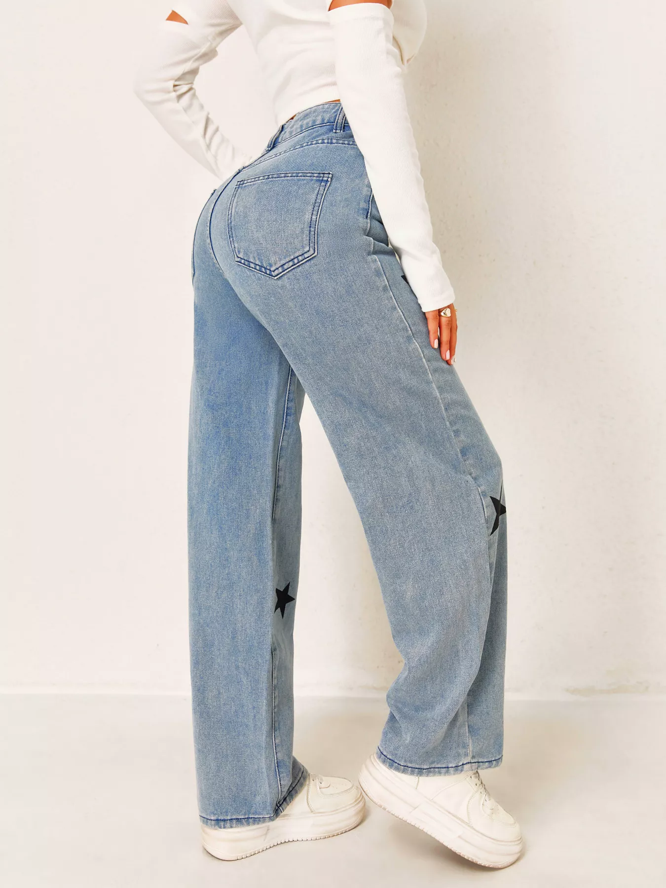 Star High Waist Wide Leg Jeans - Image 5