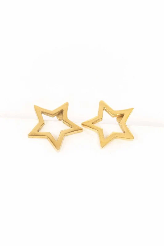 Star Outline Stud Earrings | Gold - Image 3