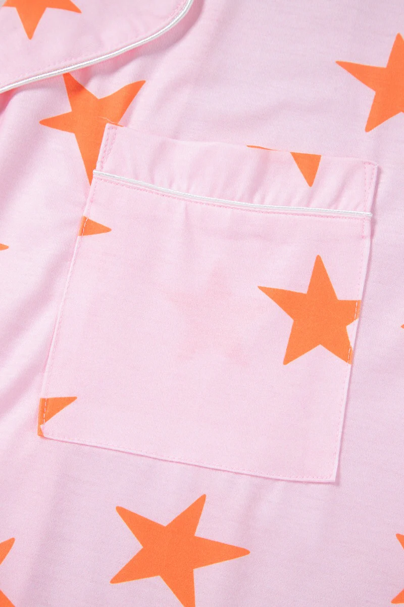 Star Print Short Sleeve Shirt and Shorts Set - Image 13