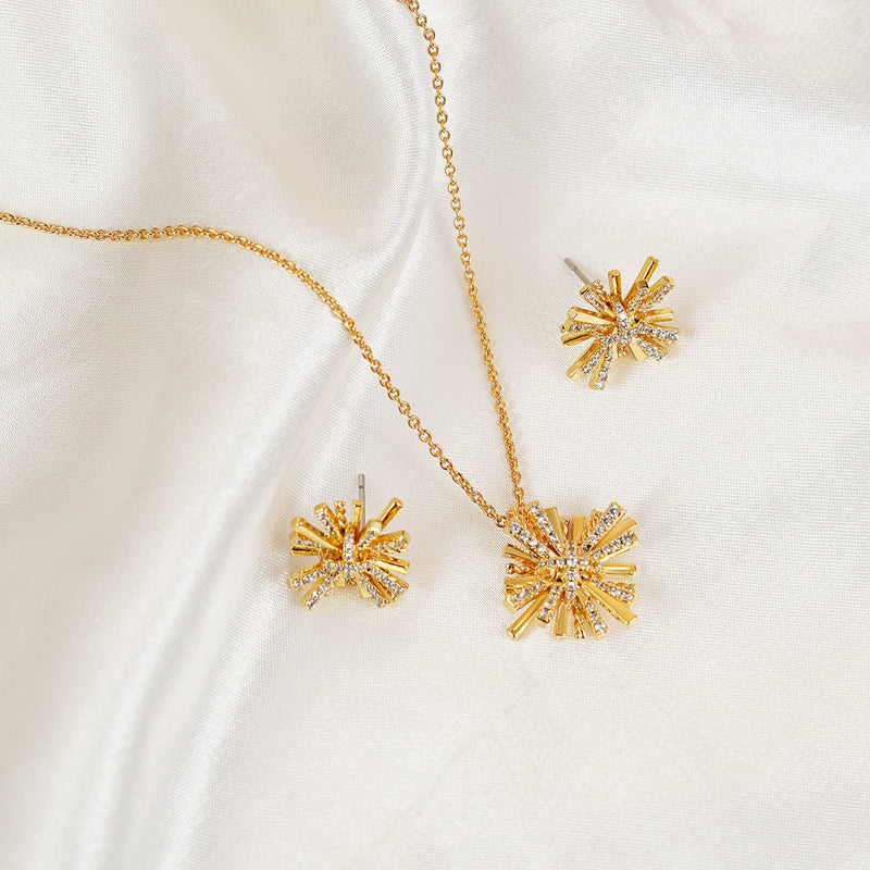 Starburst Gold-Plated Earrings and Necklace Set - Image 4