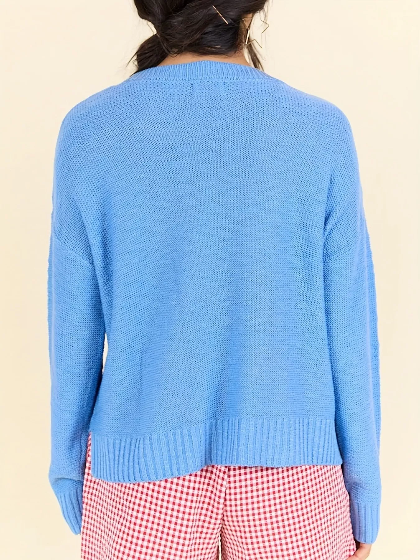 Stars and Stripes Patriotic Drop Shoulder Sweater - Image 3