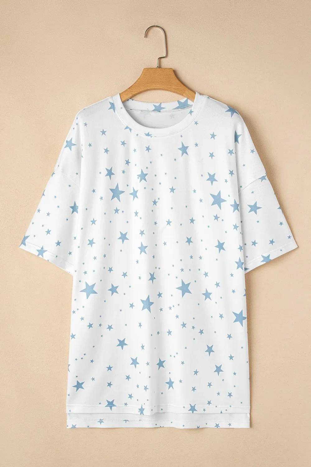 Stars Print Drop Shoulder Oversized T Shirt with Slits - Image 7