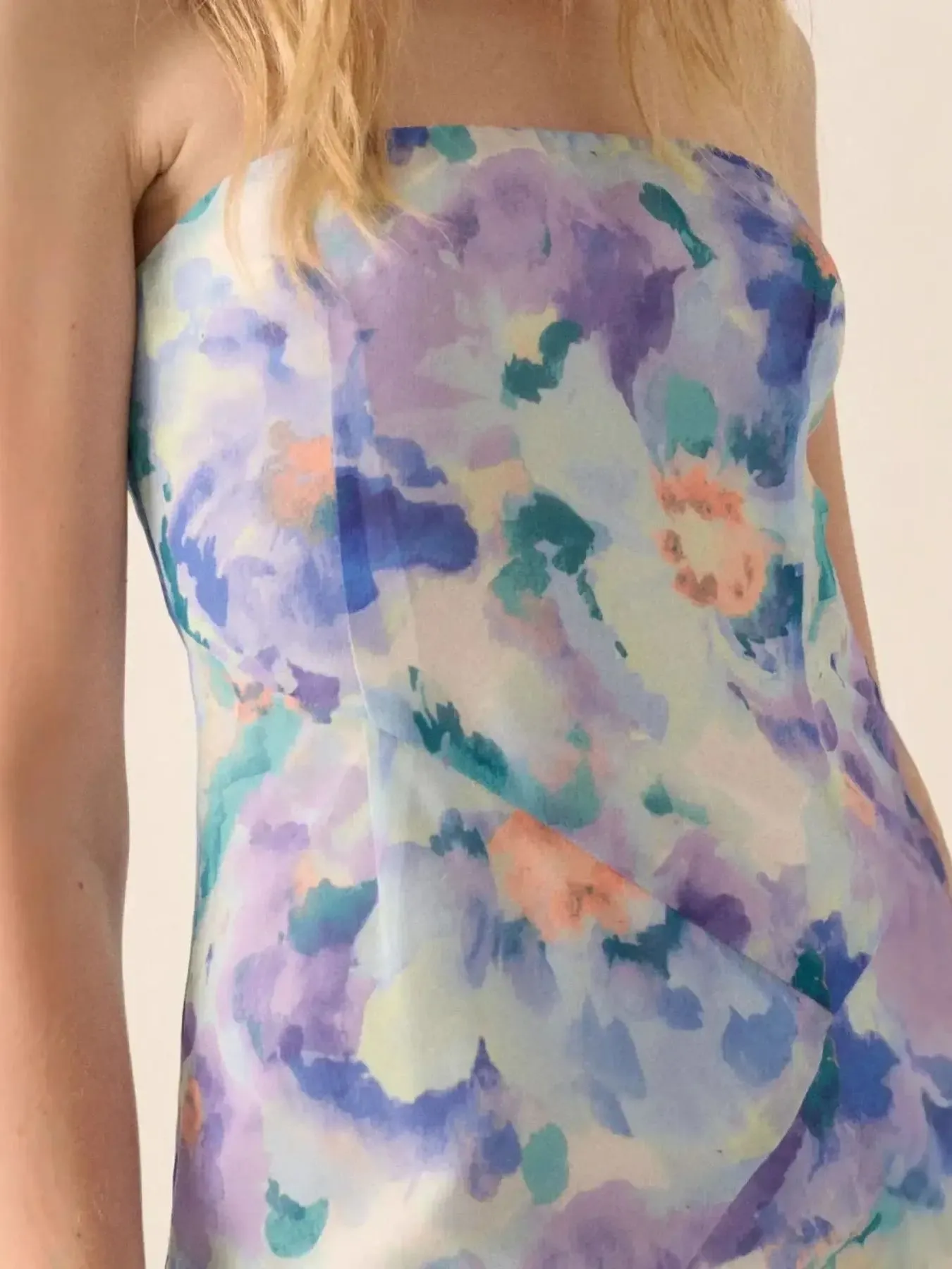 Strapless Floral Maxi Dress with Side Slit - Image 10