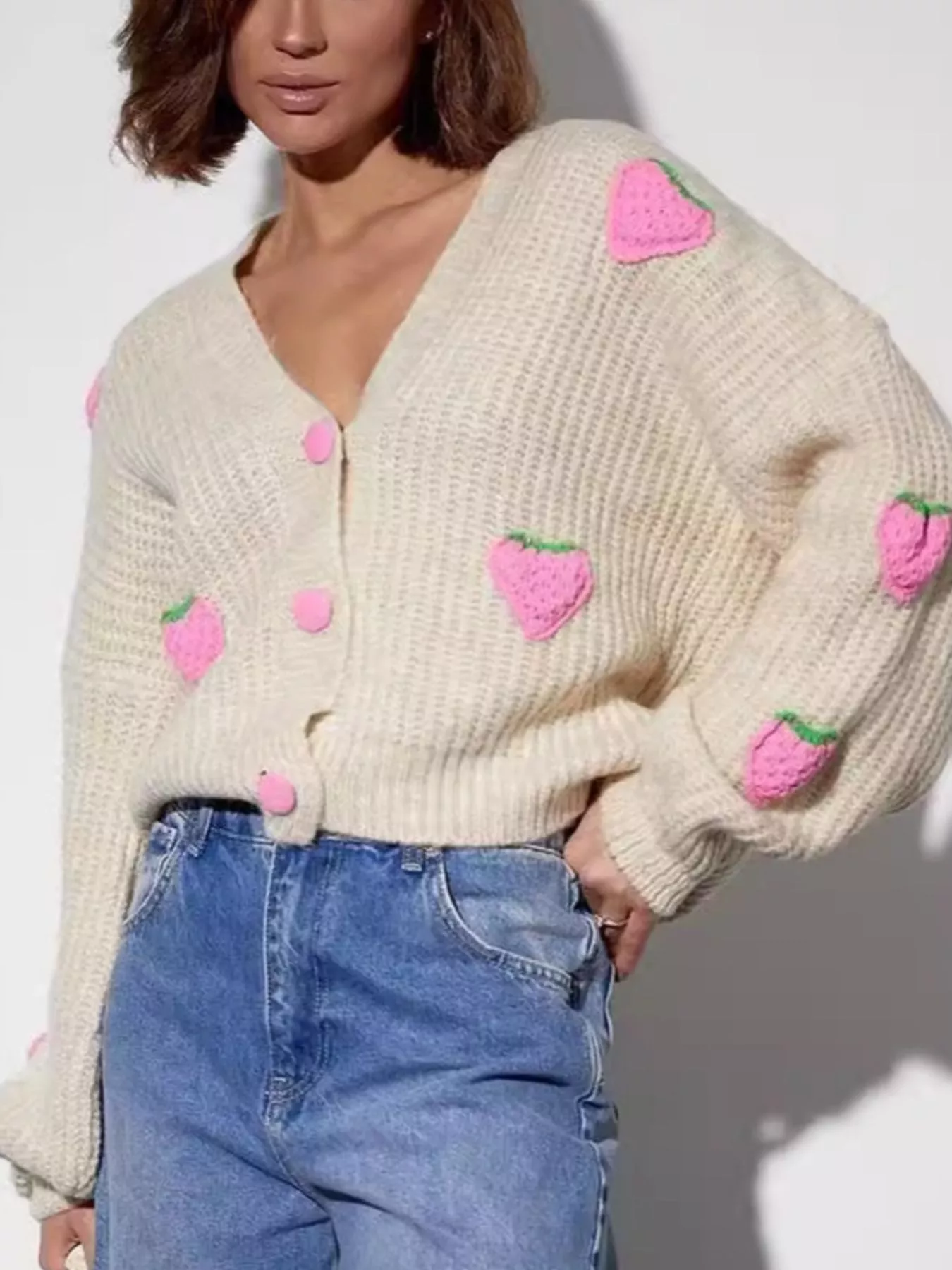 Strawberry Button Down Cardigan - Image 3