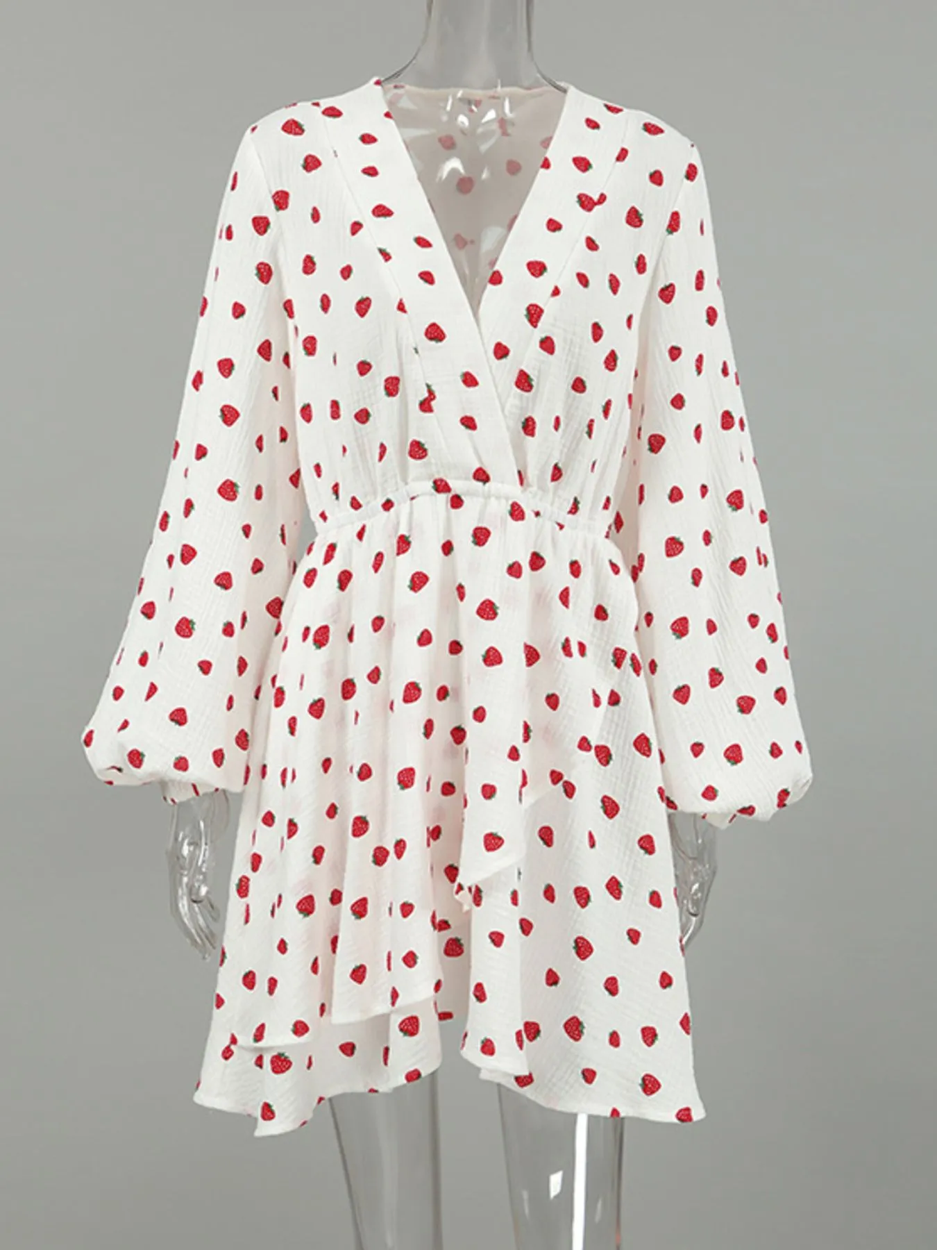 Strawberry Print Long Sleeve Mini Dress - Image 5