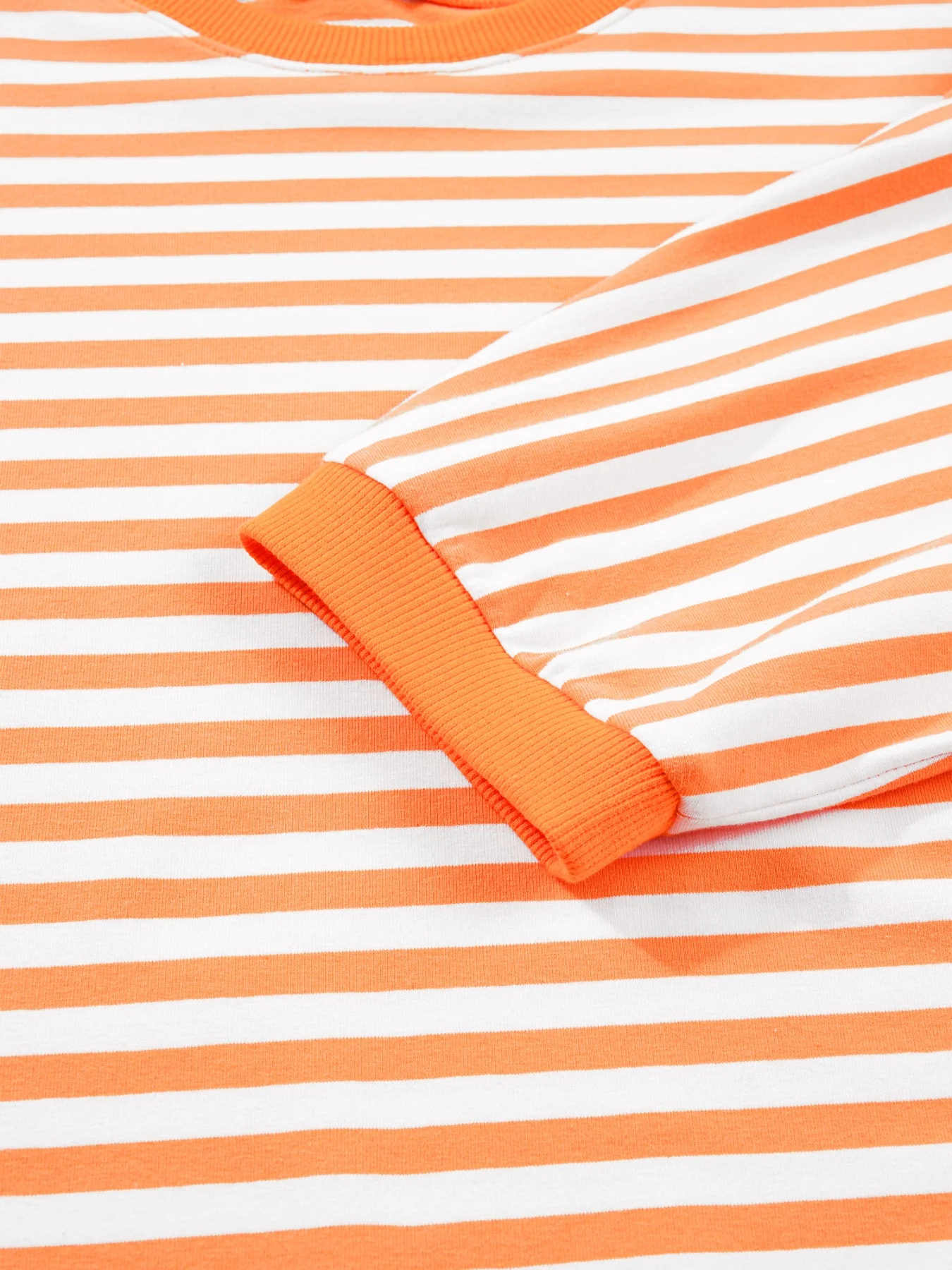 Stripe 3/4 Sleeve Exposed Seam Patchwork Pullover Top - Image 10