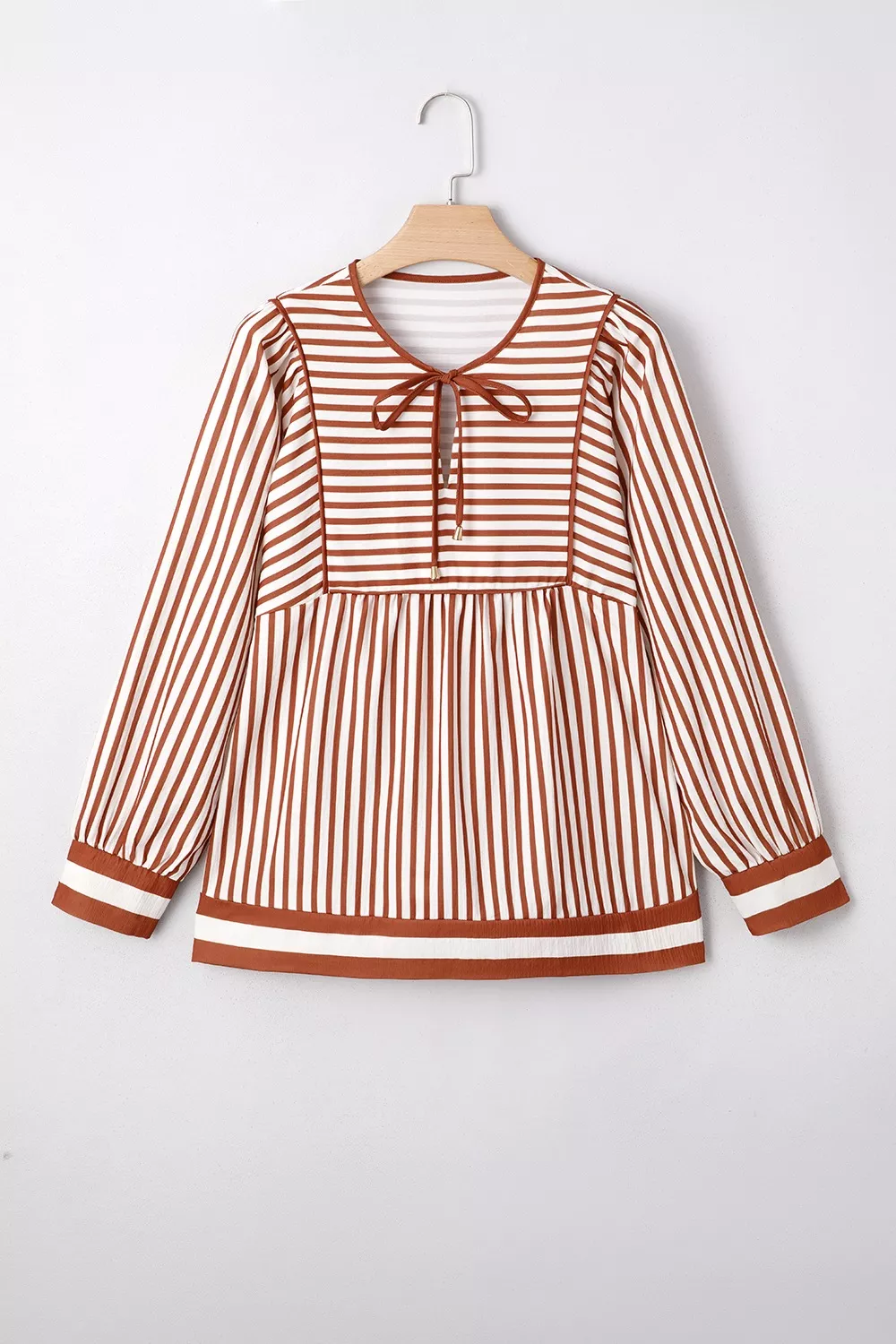 Stripe Babydoll Long Sleeve Blouse - Image 3