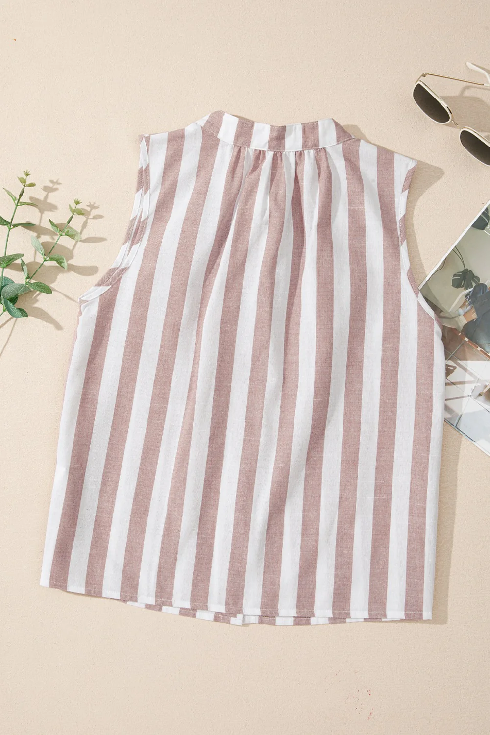 Stripe Button Down Sleeveless Shirt - Image 4