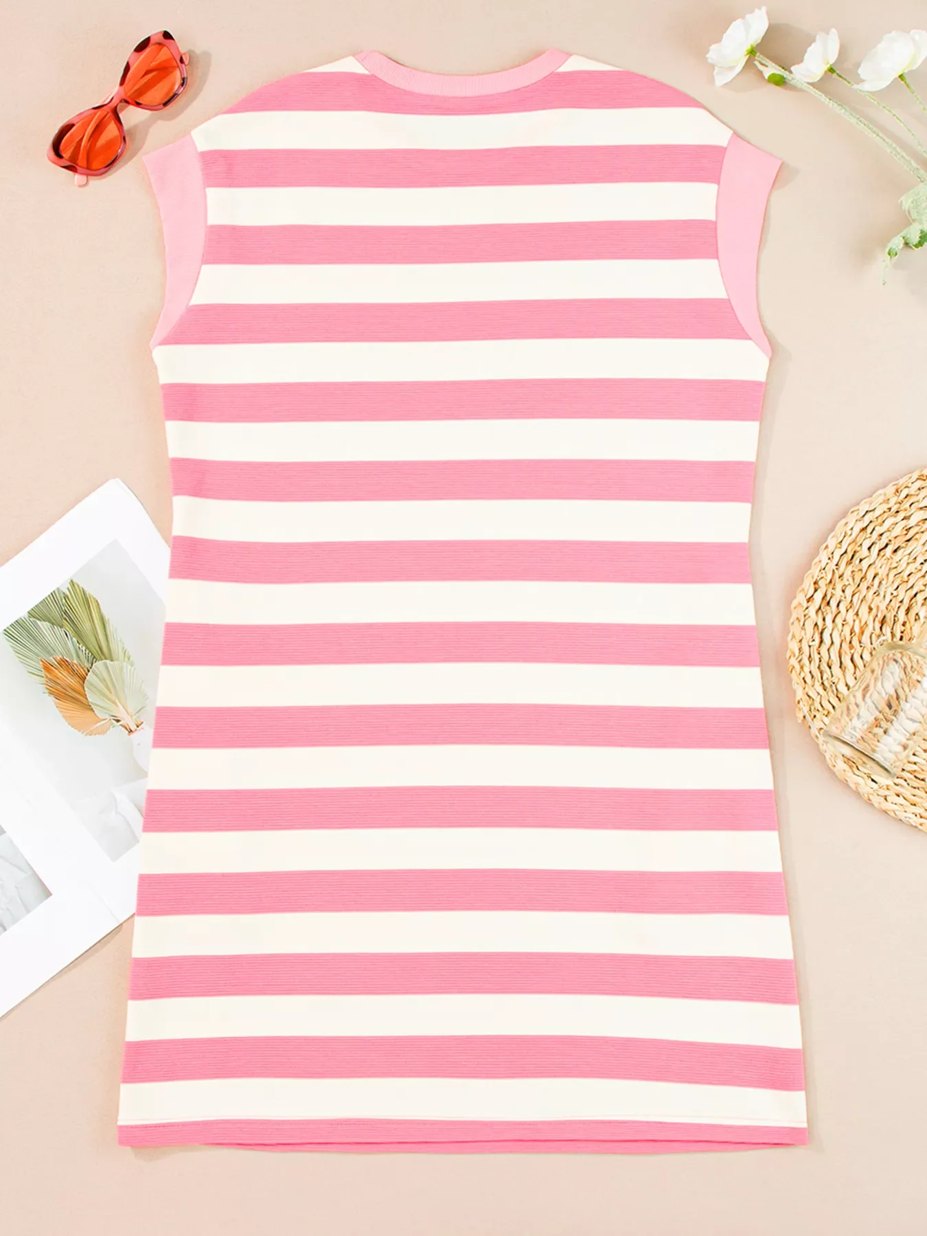Stripe Cap Sleeve Pocketed Shift Dress - Image 3