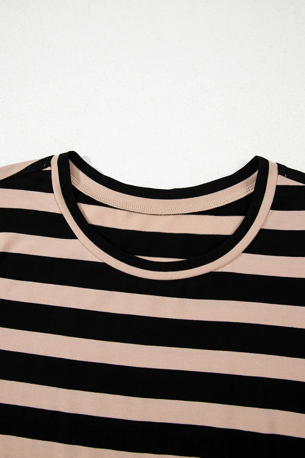 Stripe Casual Round Neck Tee Dress with Pockets - Image 6