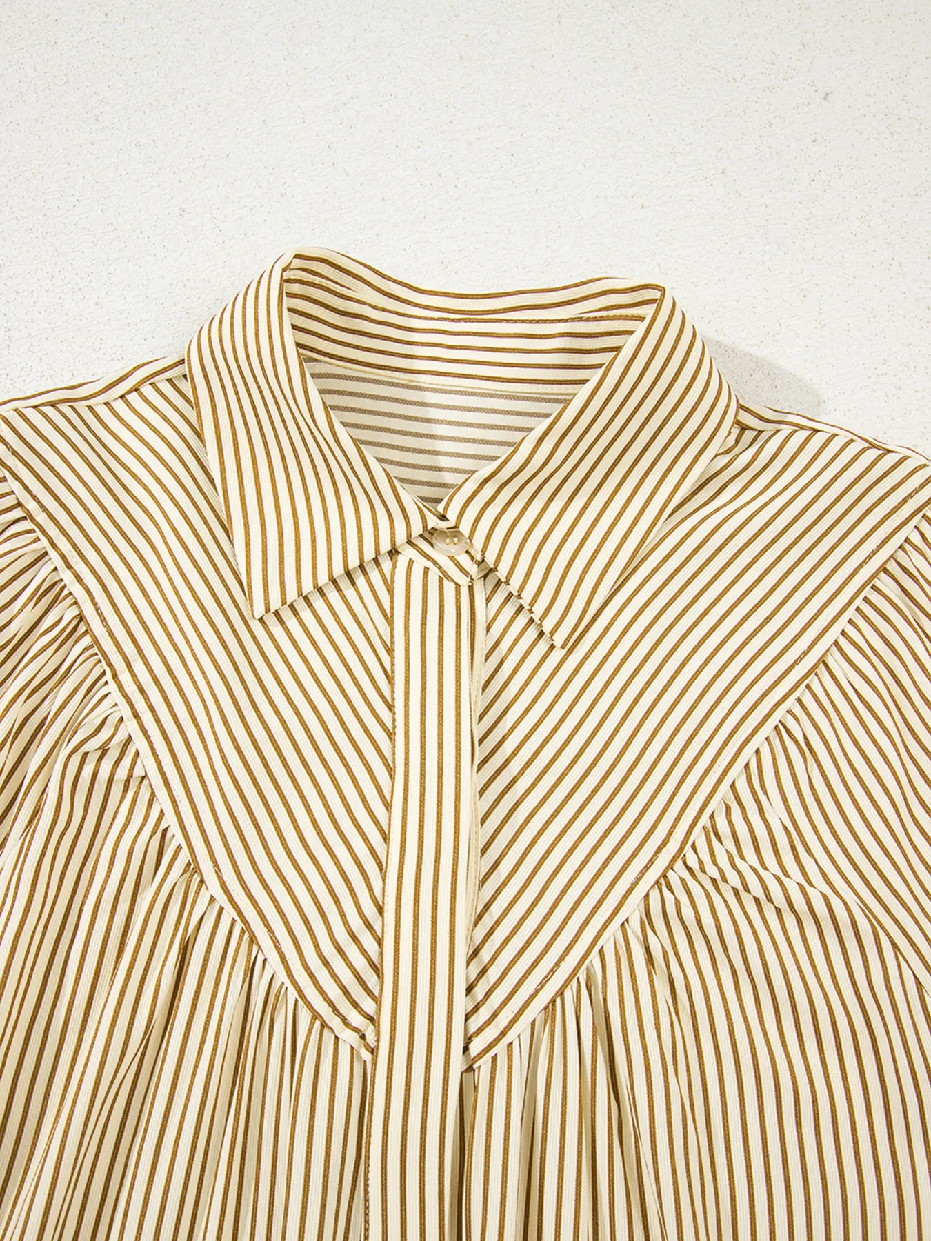 Stripe Collared Neck Cuffed Long Sleeve Drop Waist Mini Dress - Image 7