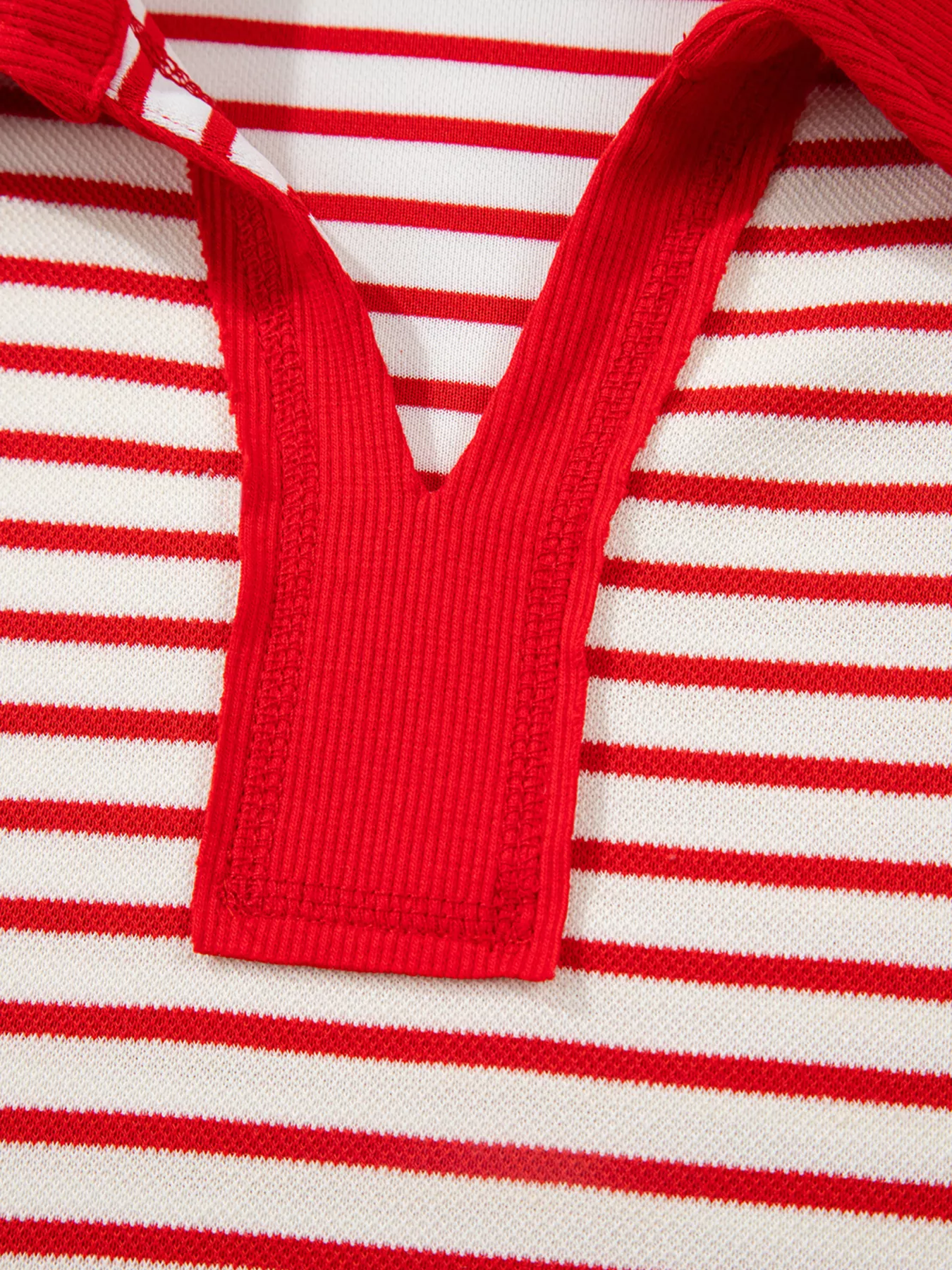 Stripe Collared V Neck Drop Shoulder Pullover and Skort 2pcs Outfit - Image 10