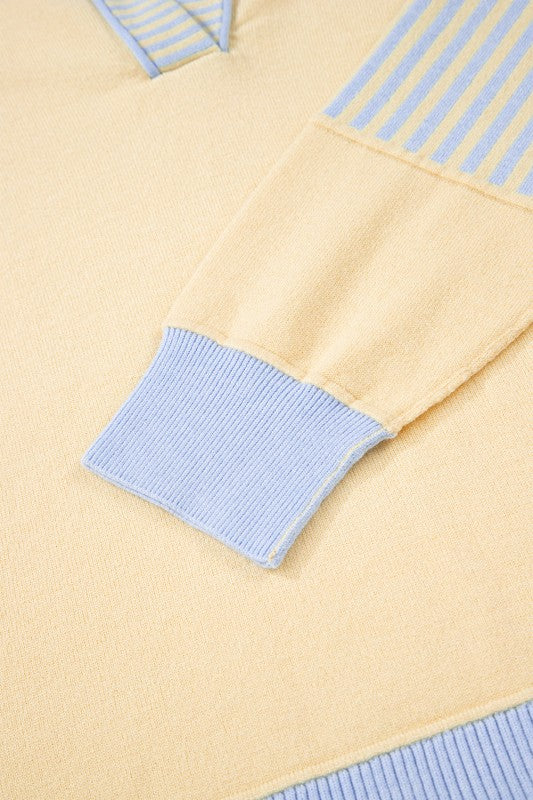Stripe Colorblock Collared Drop Shoulder Sweater - Image 6