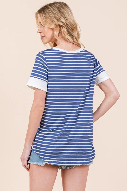 Stripe Combo Short Sleeve Top - Image 10