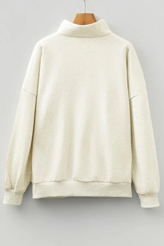 Stripe Contrast Collared Patchwork Sweatshirt - Image 16
