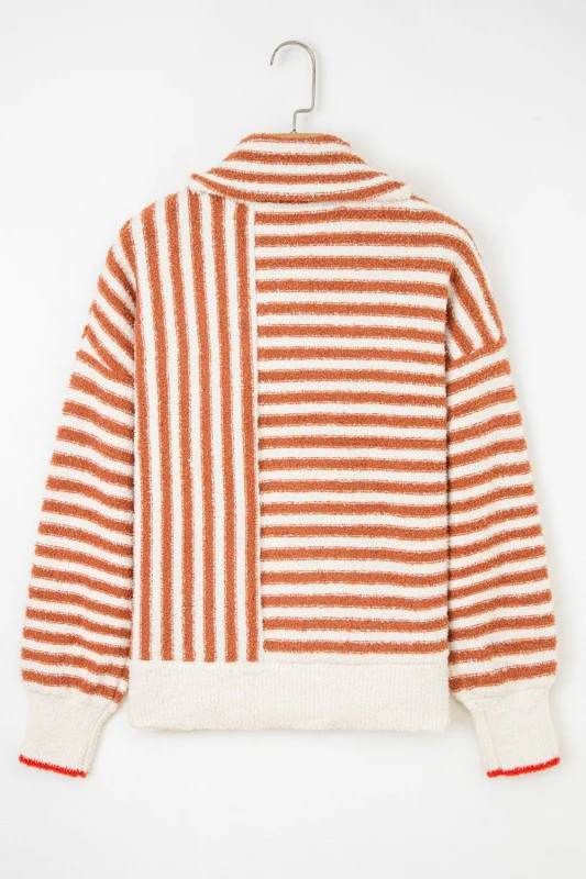 Stripe Cowl Neck Drop Shoulder Sweater - Image 3