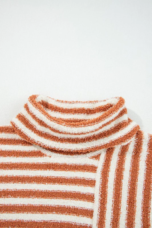Stripe Cowl Neck Drop Shoulder Sweater - Image 4